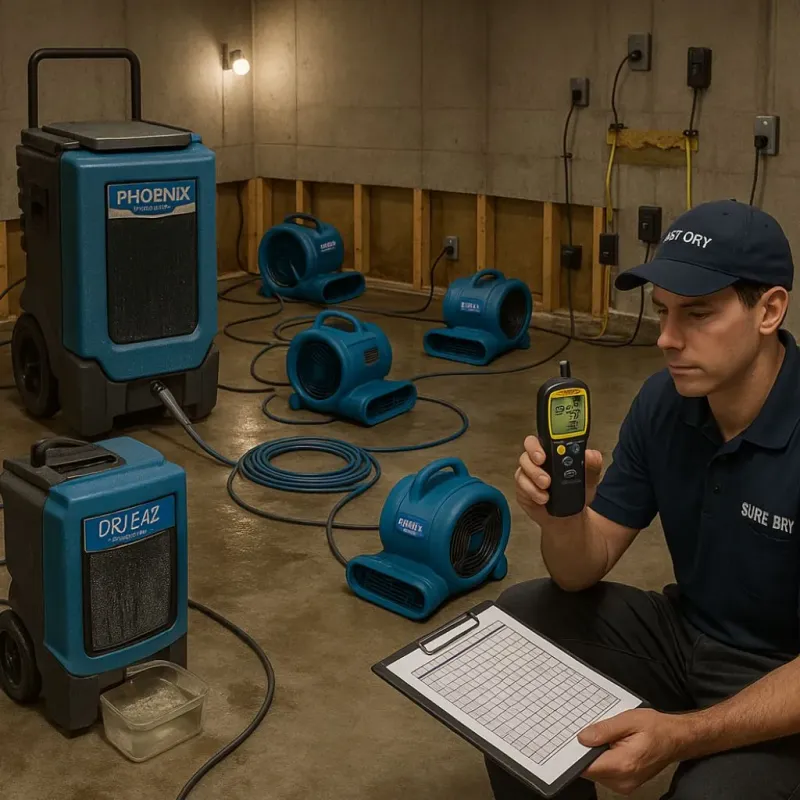 Structural Drying and Dehumidification process in Wasco, IL